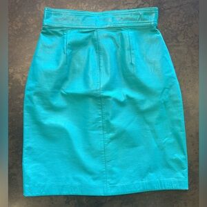 Vintage Yucatán Bay Turquoise Leather Pencil Skirt Size 6